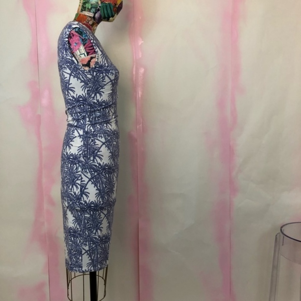 Reiss Rica Palm Tree Print Jersey Ruched Penc - Picture 4 of 8